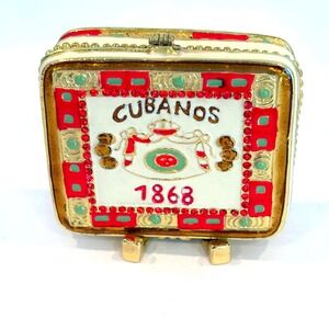 Work of Art Trinket Box Cubanos 1868‎ Enameled Jeweled Gold Tone Small Keepsake